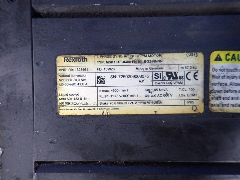 REXROTH SERVO MOTOR  -  MSK101E-0300-FN-MI-BG2-NNNN