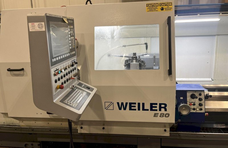 Weiler E-80 X 4500 Yr. 2017 6.5" Big Hole 177" Centers Flat Bed 2 Axis CNC Lathe