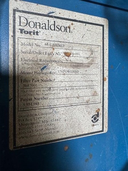 torit model 60 dust collector s/n 3661316-001