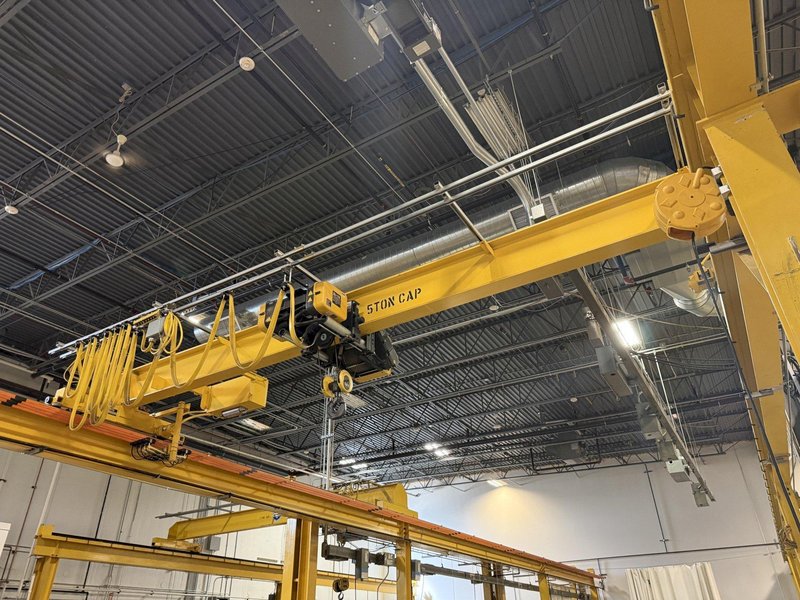 5 TON X 21' X 90' X 13' OMH SINGLE GIRDER OVERHEAD CRANE &amp; RUNWAY SYSTEM: YOBRO #26274