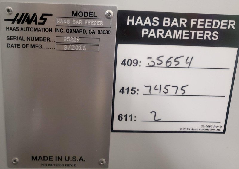 HAAS BAR FEEDER  STOCK # 2785