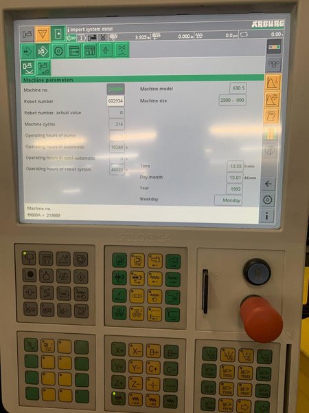 2012 ARBURG ALL ROUNDER 630S 2500-800 275 TON INJECTION MOLDING MACHINE COMPLETE WITH 2012 ARBURG MULTILIFT SELECT ROBOTIC ARM