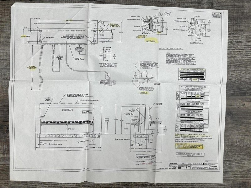 14' X 3/8" CINCINNATI MODEL 375-HS HYDRAULIC SHEAR WITH BACK GAUGE; FLOOR STANDING, NEW 1998: YOBRO #24238