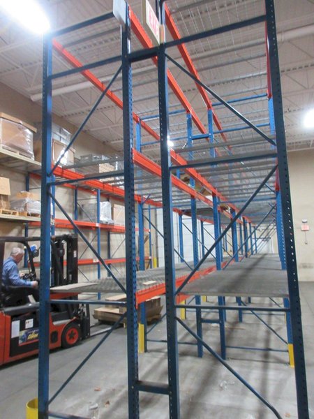 Pallet Racking - (2) Back to Back Bays: (10) 14'H x 42" Uprights, Teardrop Style, (30) 8' Shelves, Wire Decking- *NO CONTENTS*- Auction Item