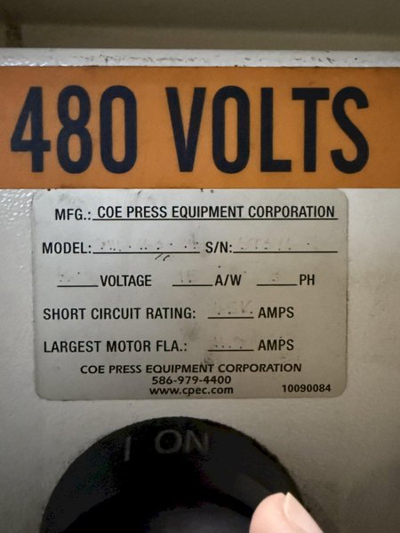 12&quot; X .156&quot; COE CPRF-SM-212 SERVO FEEDER WITH CONTROLLER. STOCK # 1226524