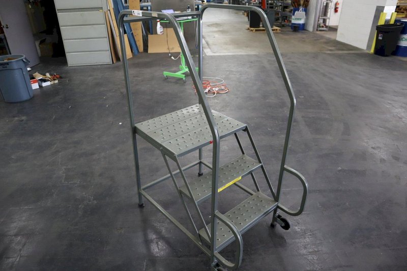 PW Platforms Steel 3 Step Tilt And Roll Ladder 300 lb Capacity- Auction Item