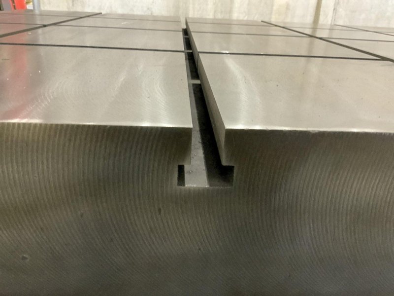 48" X 120" X 6" THICK T-SLOTTED LAYOUT PLATE WITH STEEL STAND: STOCK #80807