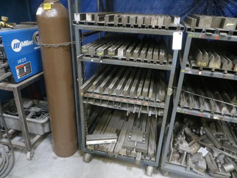 Press Brake Dies - Large Assortment on Cart w Casters- Auction Item