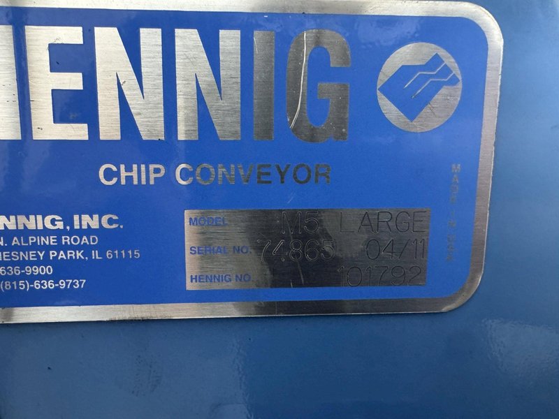 108&quot; LONG X 9&quot; WIDE HENNIG M5 POWERED CHIP CONVEYOR. STOCK # 1000525