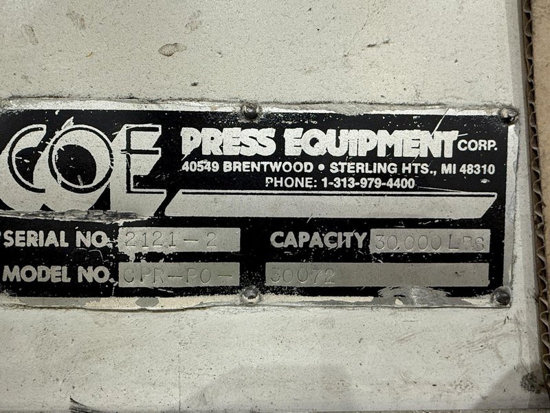 30,000 lbs. x 72" Coe Press Equipment Coil Feed Line, 3 Available for Sale!