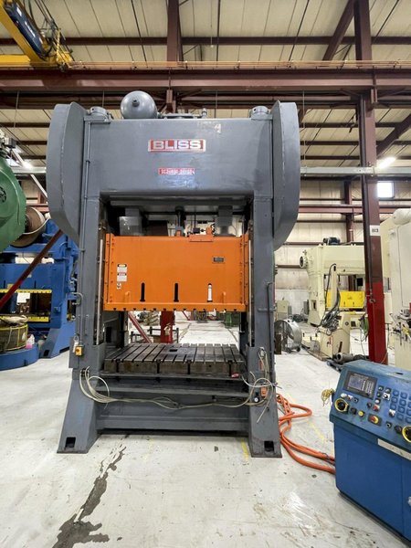 400 ton Bliss SC2-400-84-48 Used Straight Side Double Crank Mechanical Metal Stamping Press, Year 1986
