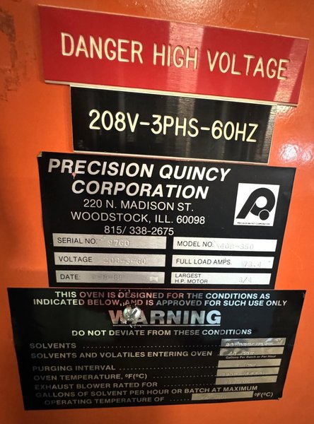Precision Quincy Oven 40B-350, 48"W x 30"D x 48"H, 350 Degrees, Electric