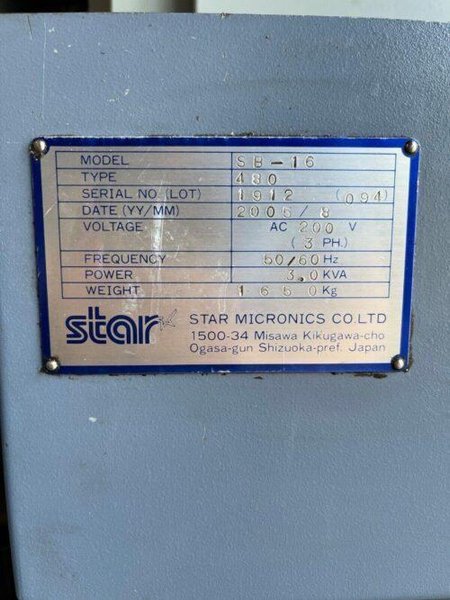 Star SB-16 CNC Swiss Screw Type Automatic Lathe Turning