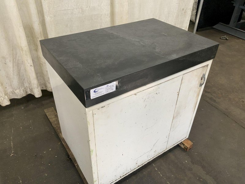24" X 36" X 4" THICK BLACK GRANITE SURFACE PLATE WITH CABINET: STOCK #81129