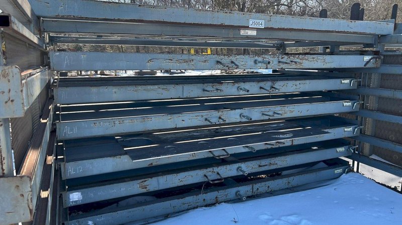 6 DRAWER x 12' x 10,000 LBS STEEL STORAGE SYSTEMS 6H-72X144R ROLL-OUT SHEET METAL STORAGE RACK: YOBRO #24907