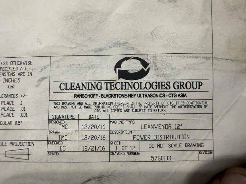 18" RANSOHOFF LEANVEYOR 3-STAGE STEEL MESH CONVEYOR PASS THROUGH PARTS WASHER, NEW 2017: YOBRO #24292