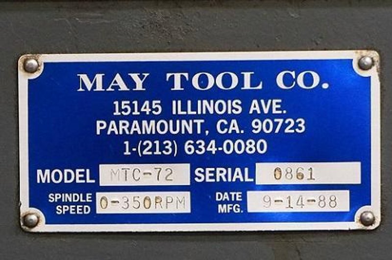 72" x 10 GAUGE MAY TOOL CIRCLE SHEAR MODEL# MTC-72