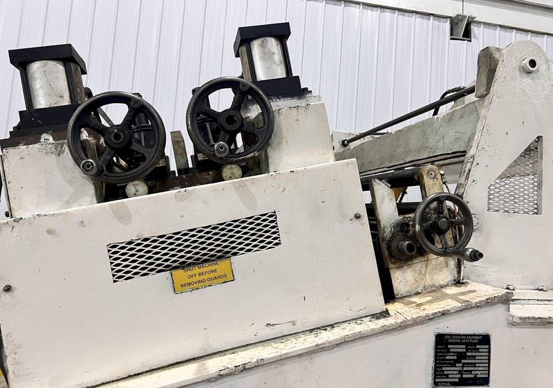 20,000 LBS X 54&quot; X .125&quot; CWP COIL SERVO FEED LINE, REEL, STRAIGHTENER, FEEDER, THREADING TABLE: STOCK #21083