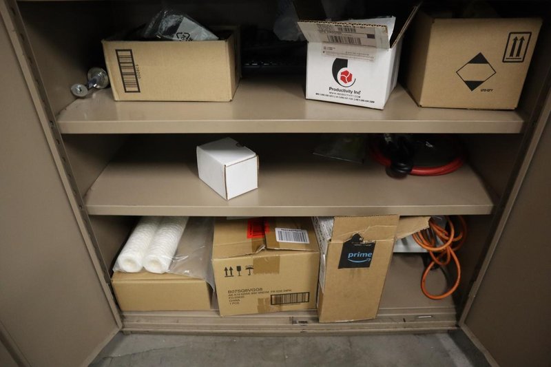 Equipto Metal Cabinet and Contents - 2 Door - (8)Shelves- Auction Item