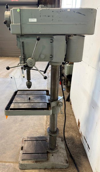 20" Clausing Single Spindle Drill Floor Type, V-Speed 300-2000 RPM,  22" x 19" Tbl., 1-1/2 HP
