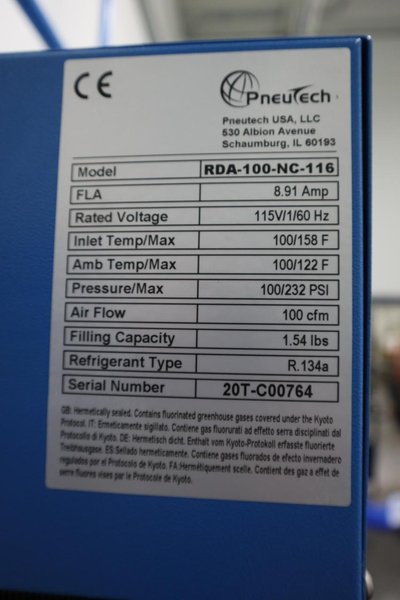 Pneutech RDA-100-NC-16 Refrigerant Air Dryer- Auction Item