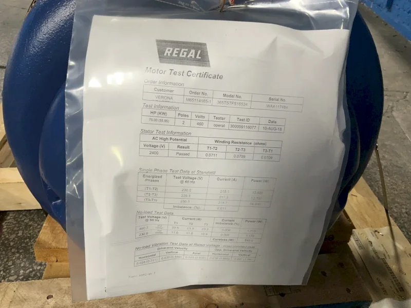 MARATHON 75 HP MOTOR  -  TVJ 365TSTFS16524AN W
