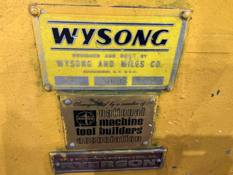 48" x 5/16" WYSONG MODEL #D-48 POWERED PLATE BENDING ROLL: YOBRO #24998