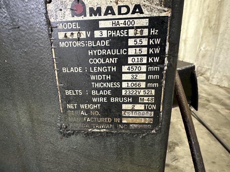 16" X 16" AMADA HORIZONTAL BAND SAW: STOCK #77532