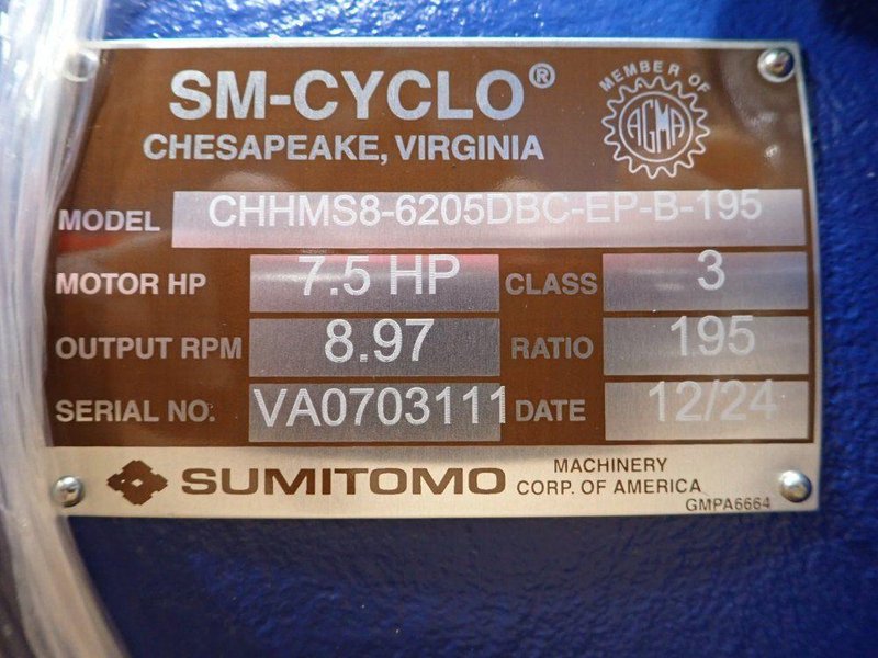 SUMITOMO 7.5 HP GEAR DRIVE  -  CHHMS8-6205DBC-EP-B-195