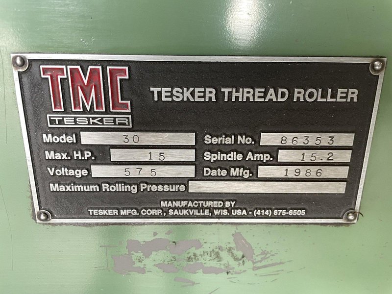 Tesker 30 Thread Roller 2 Die Cylindrical