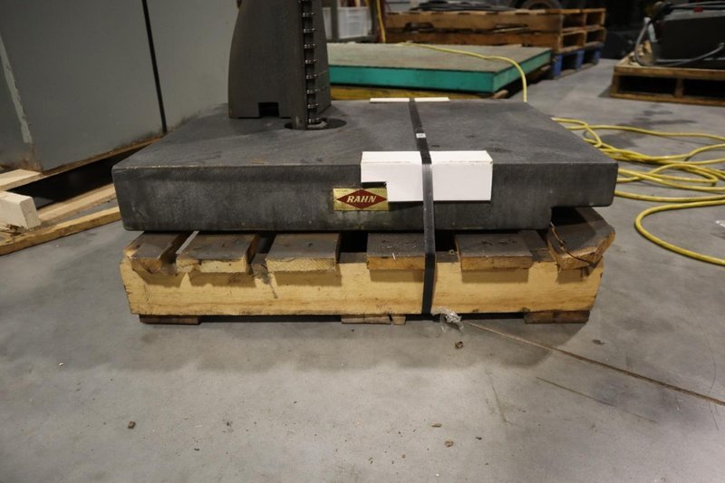 Rahn 27in x 21in 2-Ledge Granite Surface Plate w/ Thru Hole and Cadillac PLA-CHEK HG12 Height Gauge- Auction Item