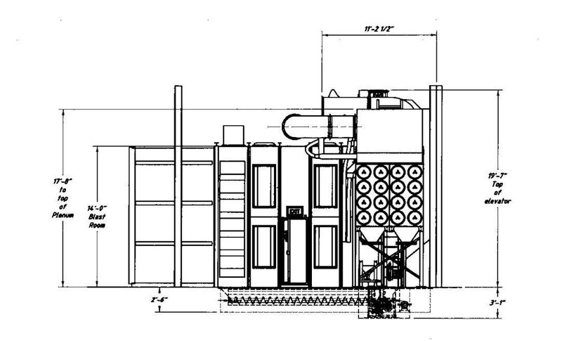 16' x 18' x 14' HIGH ABRASIVE BLAST SYSTEMS (ABS) SHOT BLAST ROOM: YOBRO #25726