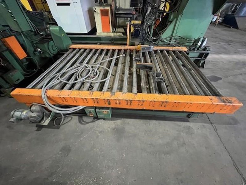 72&quot; X 136&quot;  PROGRESSIVE POWERED ROLLER STACKER CONVEYOR WITH 72&quot; X 156&quot; POWERED ROLLER RUN OUT CONVEYOR STOCK# 3896