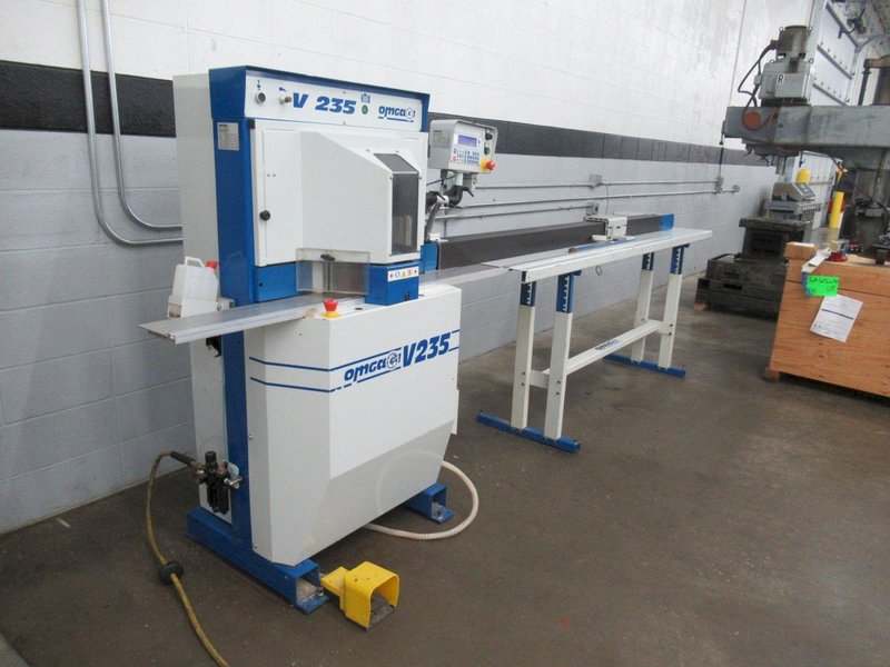 OMGA V235FNC Double Mitre Circular Saw, 90 Degree Fixed, FP2000 Programmable Work Stop, 350mm Blade