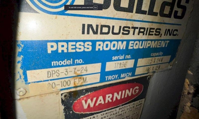 8,000 LBS X 24" X .125" DALLAS UNCOILER COIL REEL, MOTORIZED STRAIGHTENER - FEED LINE: YOBRO #24808