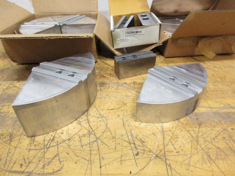 3-Jaw Chuck 1.5mm x 60 Deg Serrated Aluminum Pie Jaws (2 Sets), and Steel Jaws (1) Set- Auction Item