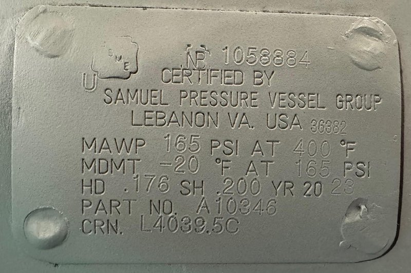 Horizontal Air Receiving Tank, 450 Gallon, 2023