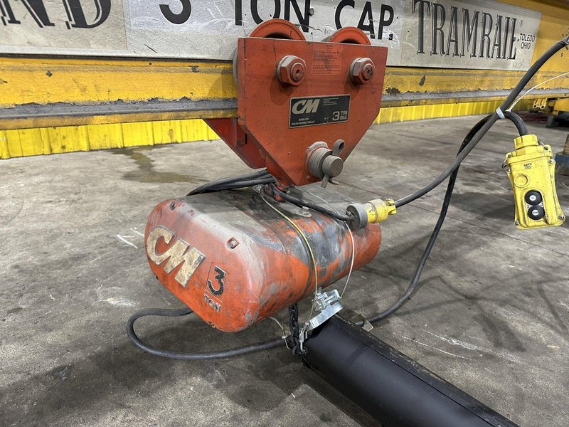 3 TON X 20' CLEVELAND TRAMRAIL UNDERSLUNG BRIDGE &amp; 3-TON CM LODESTAR HOIST: STOCK #23054