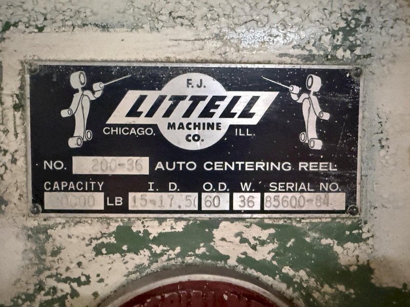 20,000 LBS X 36" LITTELL MODEL #200-36 COIL REEL UNCOILER &amp; CAR: YOBRO #26034