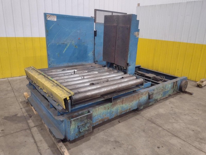 20,000 LBS BRANER HYDRAULIC COIL UPENDER WITH POWER FEED CONVEYOR: YOBRO #25238