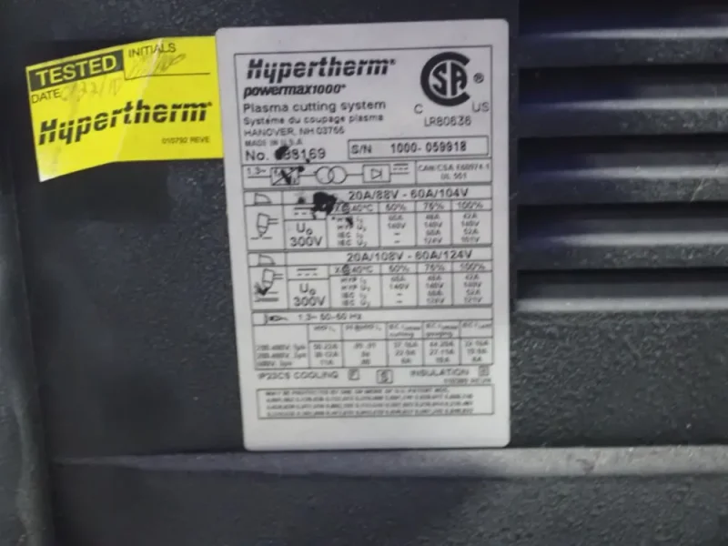 HYPERTHERM 1000 PLASMA CUTTING SYSTEM  -  POWERMAX1000