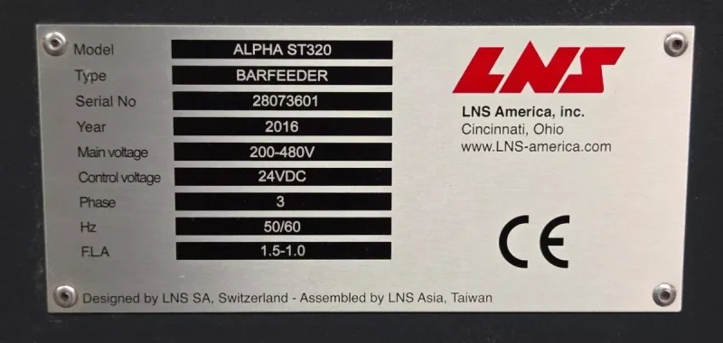 USED 12' X .787" LNS MAGAZINE TYPE BAR LOADER MODEL ALPHA ST320 S2