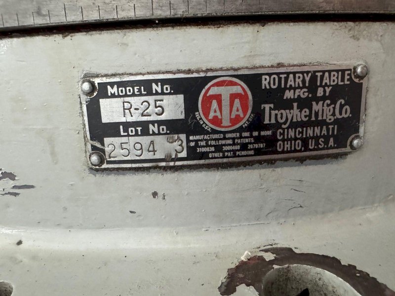TROYKE R-25, 25&quot; ROTARY TABLE. STOCK # 1272723