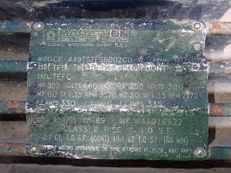 MARATHON ELECTRIC 300 HP MOTOR  -  CK 449TSTFS8002CU