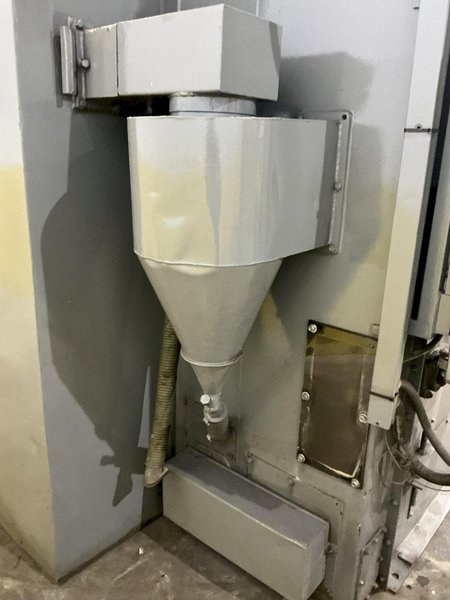 5 CU FT X 15 HP WHEELABRATOR TUMBLAST RUBBER BELT SHOT BLAST CABINET: YOBRO #25013