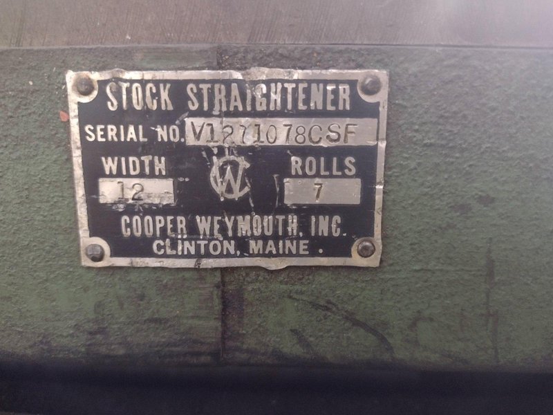 12" X .100" CWP MODEL #12A POWERED COIL STRIP STRAIGHTENER: STOCK 15285