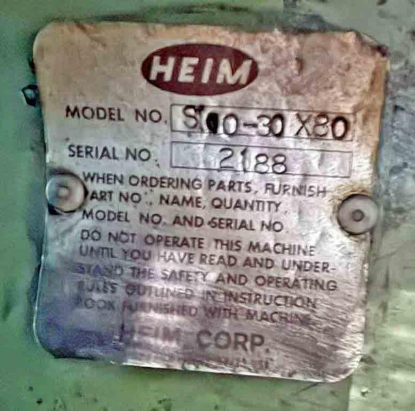 100 Ton Heim Straight Side Notch and Pre-Punch Press