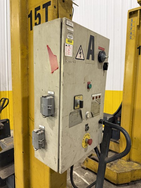 (4) 15 TON SEFAC MODEL #M120BF2000 MOBILE RAIL CAR / LOCOMOTIVE JACK LIFTS, 120,000 LBS TOTAL: YOBRO #23868