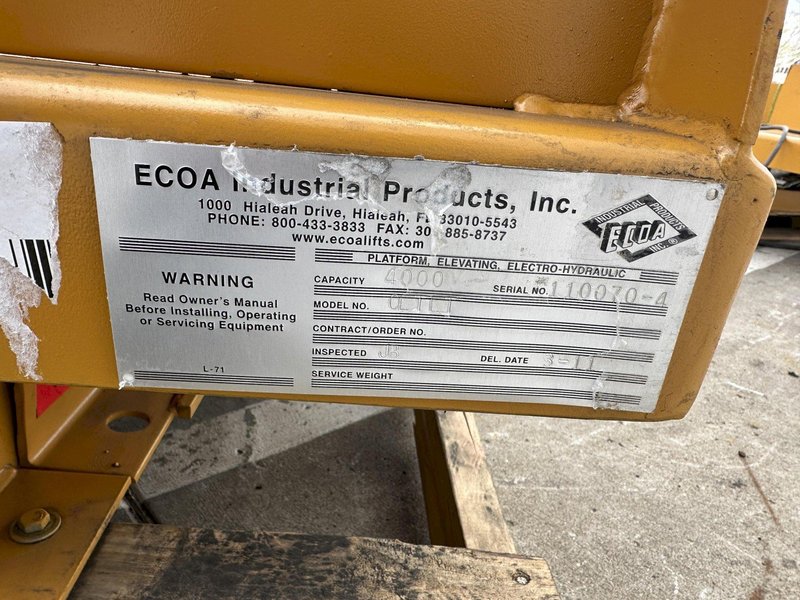 4000 LB PRESTO ECOA MODEL #CLTLT HYDRAULIC  TILTING LIFT TABLE: STOCK #78097