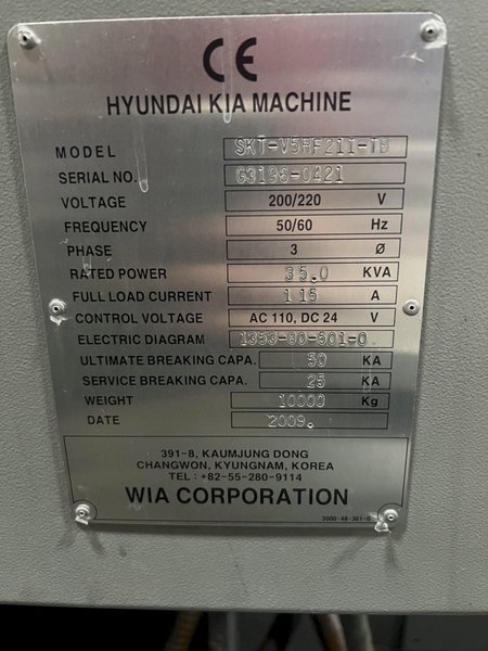 HYUNDAI KIA 31.5&quot; CNC VTL WITH LIVE TOOLING AND 15&quot; 3 JAW CHUCK, FANUC 21iT CONTROL, MODEL SKT-V5RM, NEW 2009